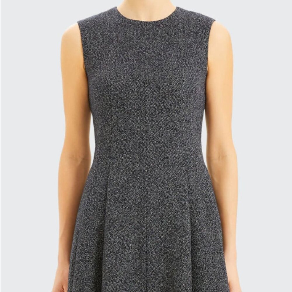 NWT Theory Speckle-Knit Seamed Sleeveless Flared Dress
